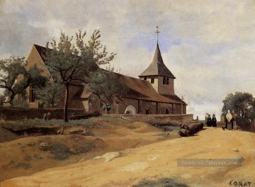 romantique romantisme Tableau Peinture - L’église de Lormes plein air romantisme Jean Baptiste Camille Corot